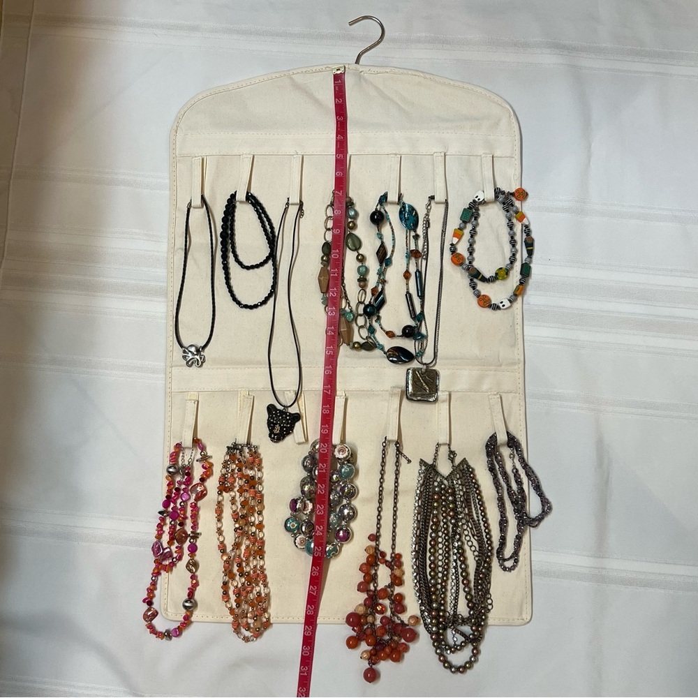 Necklaces Organizer BUNDLE Hanging Organizer Two Sided Natural Canvas‎ Necklaces - Picture 10 of 11